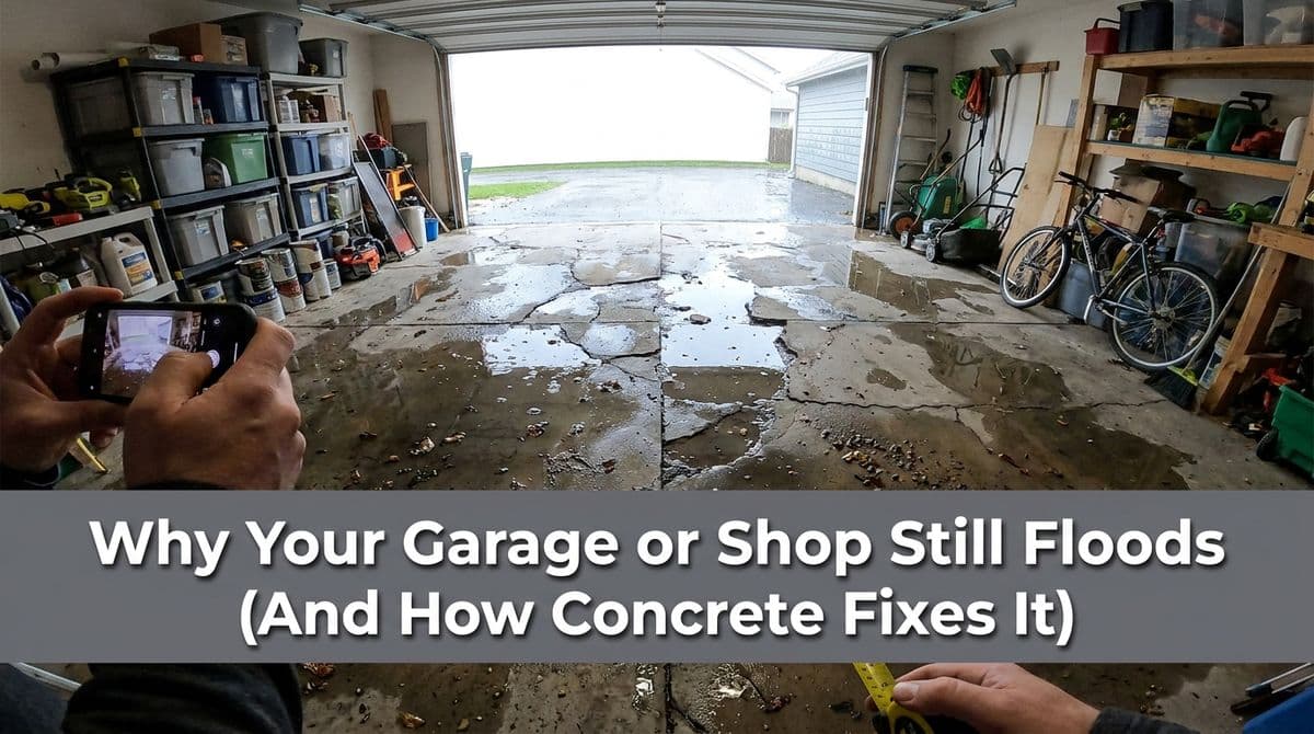 Featured post - Why Your Garage or Shop Still Floods (And How Concrete Fixes It)